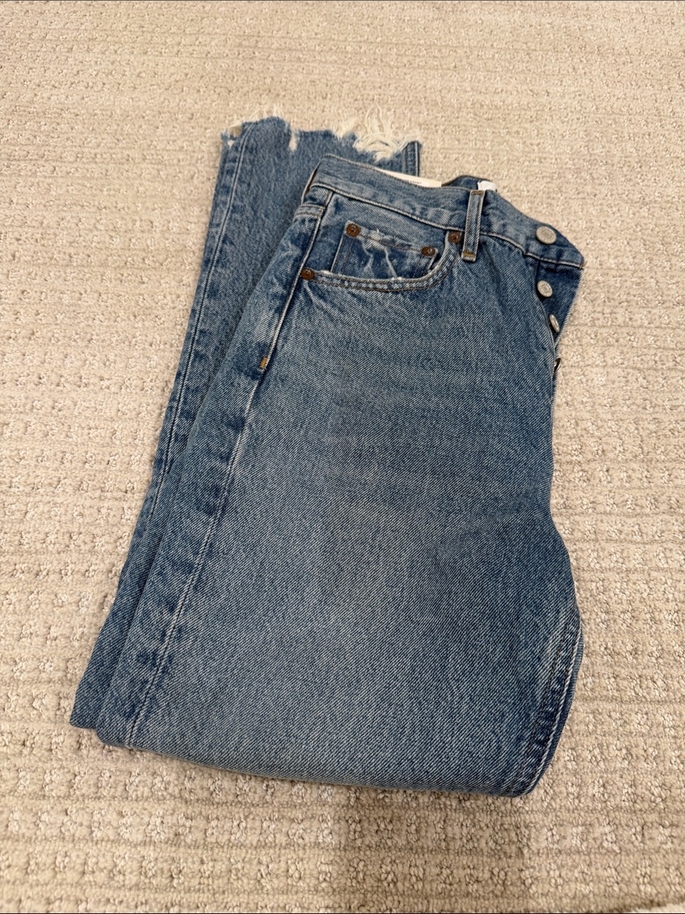 AGOLDE Washed Blue Straight-Leg Women's Jeans